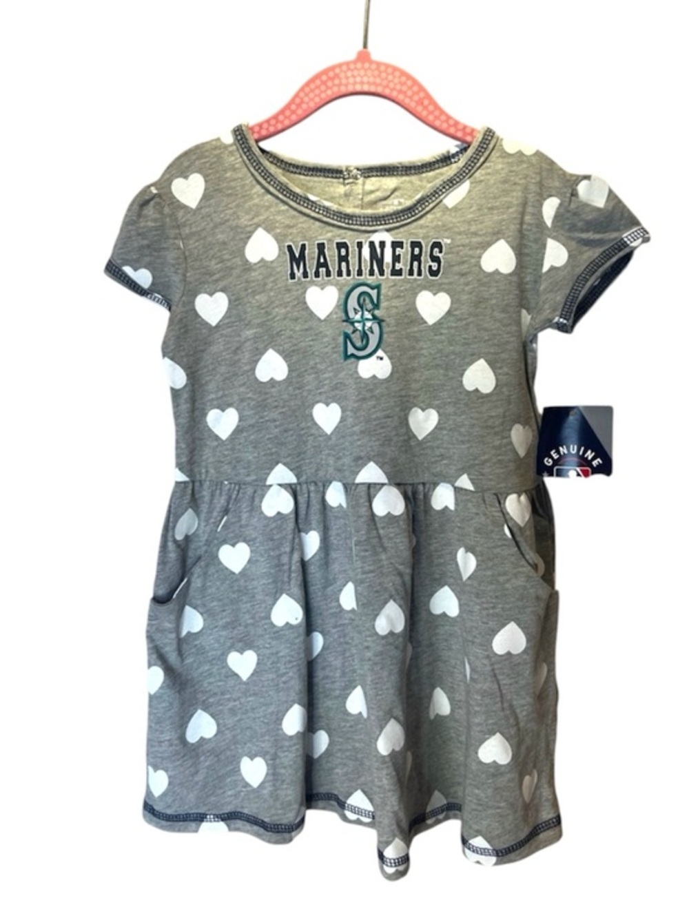 New MLB Seattle Mariners Girl’s Heart Dress with Pockets Size 4T NWT
